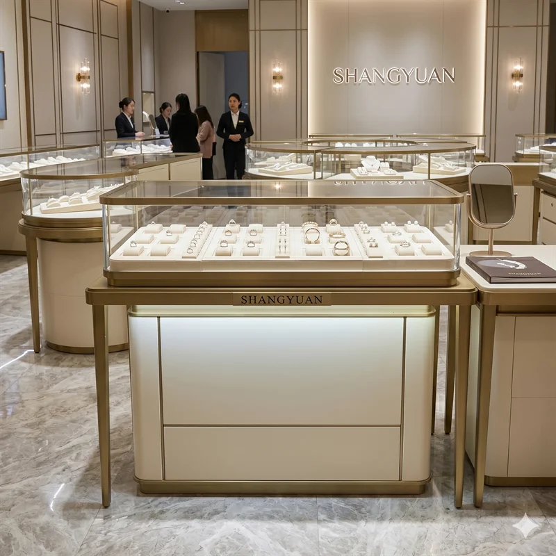 Luxury Watch Boutique - Vitrine de montre en or brossé
