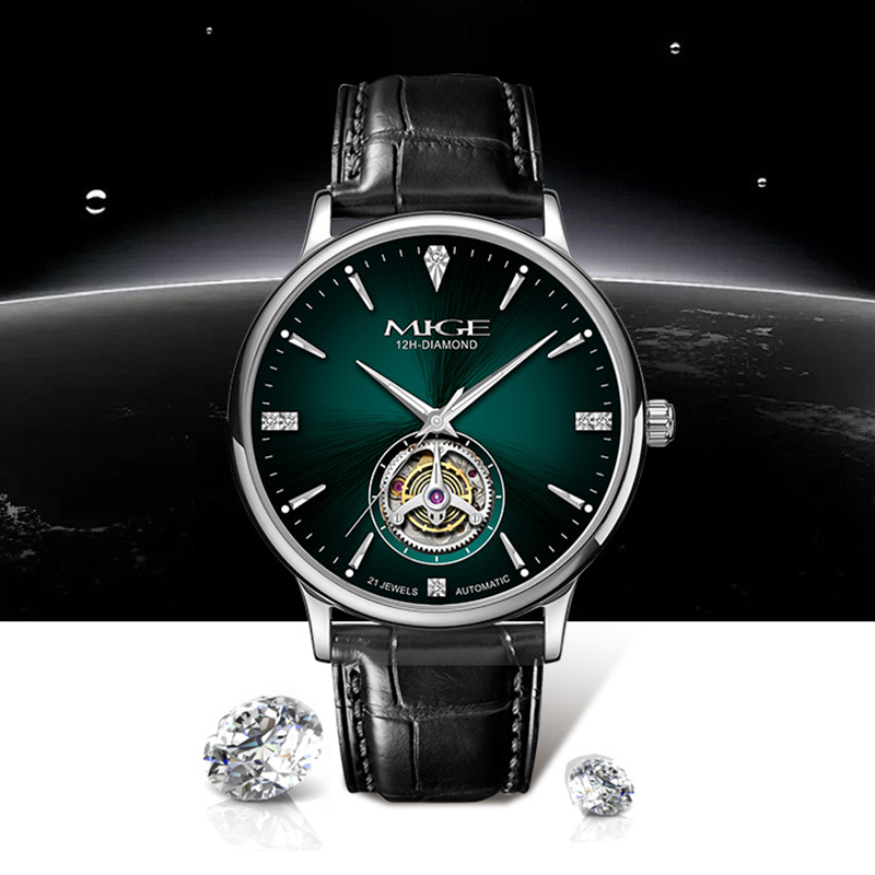 Luxury Watch Green Dial - Montre automatique MIGE pour homme, cadran