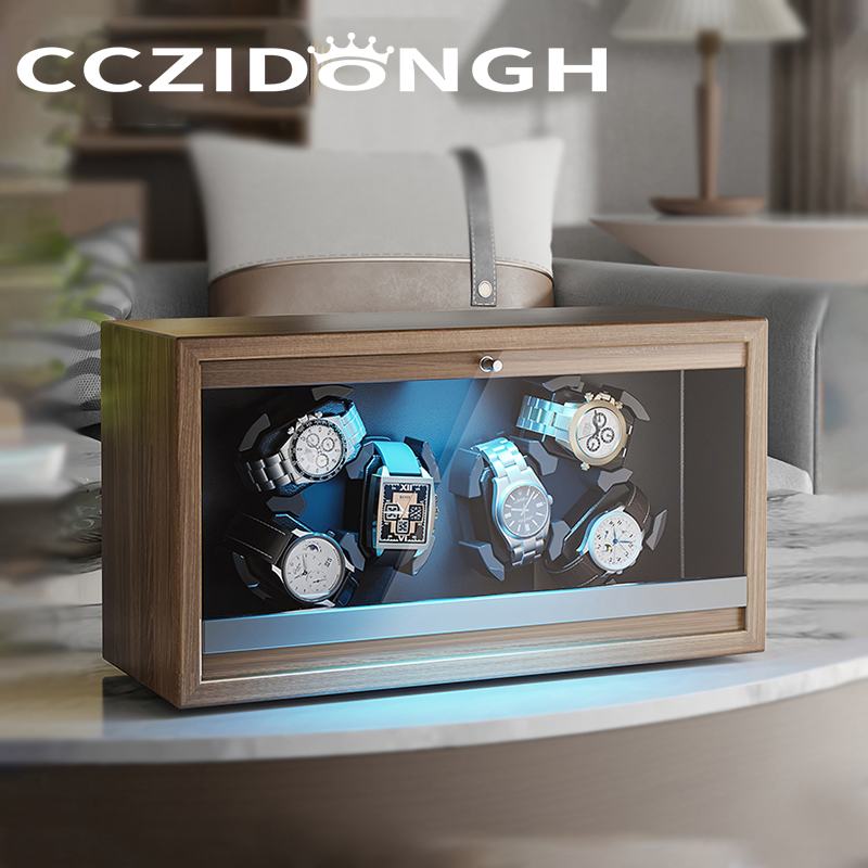 Luxury Watch Winder Box - Remontoir de montre en bois, couvercle