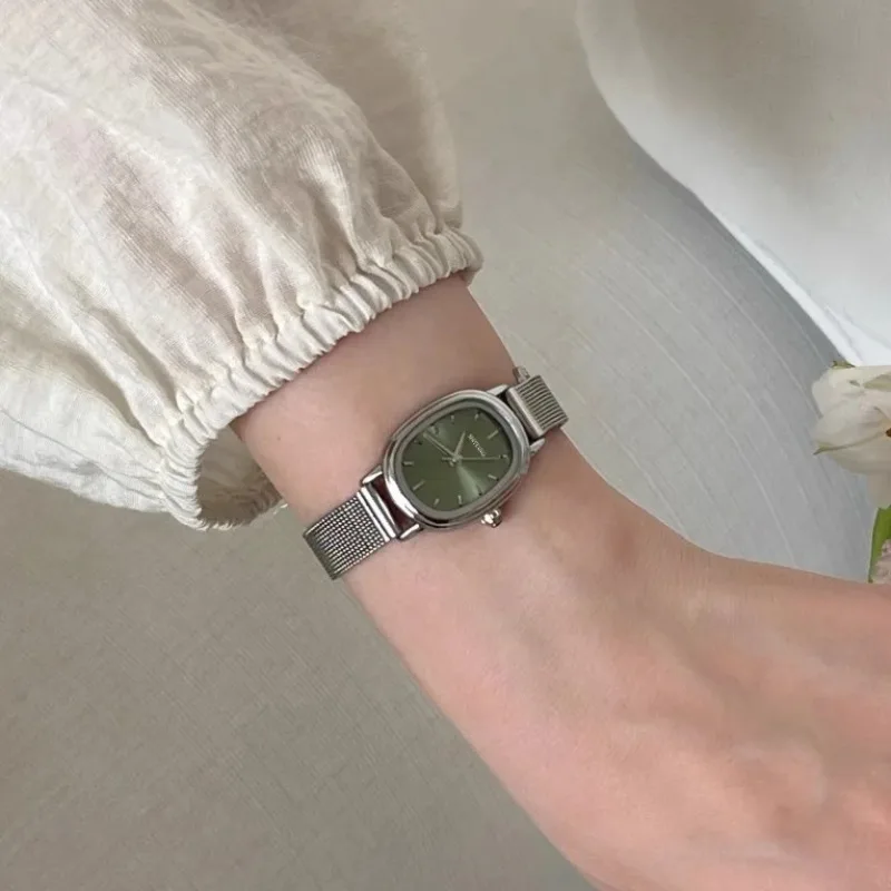 Luxury Watch Green - Petit cadran ovale montre verte Simple