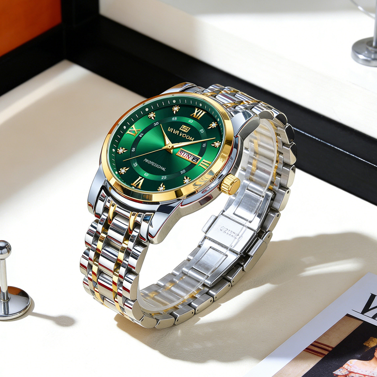 Montre de luxe en acier inoxyd - Luxury Watch Green Dial avis et prix