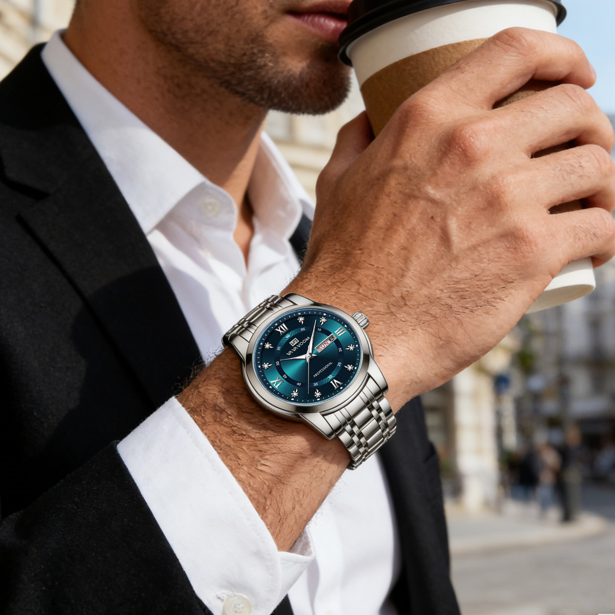 Montre de luxe en acier inoxyd - Luxury Watch Green Dial avis et prix