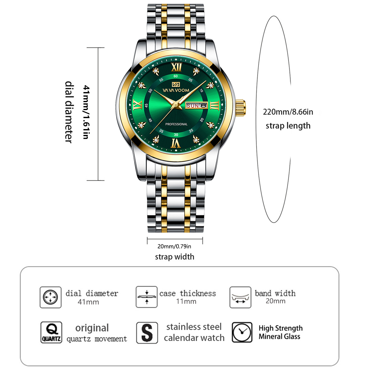 Montre de luxe en acier inoxyd - Luxury Watch Green Dial avis et prix