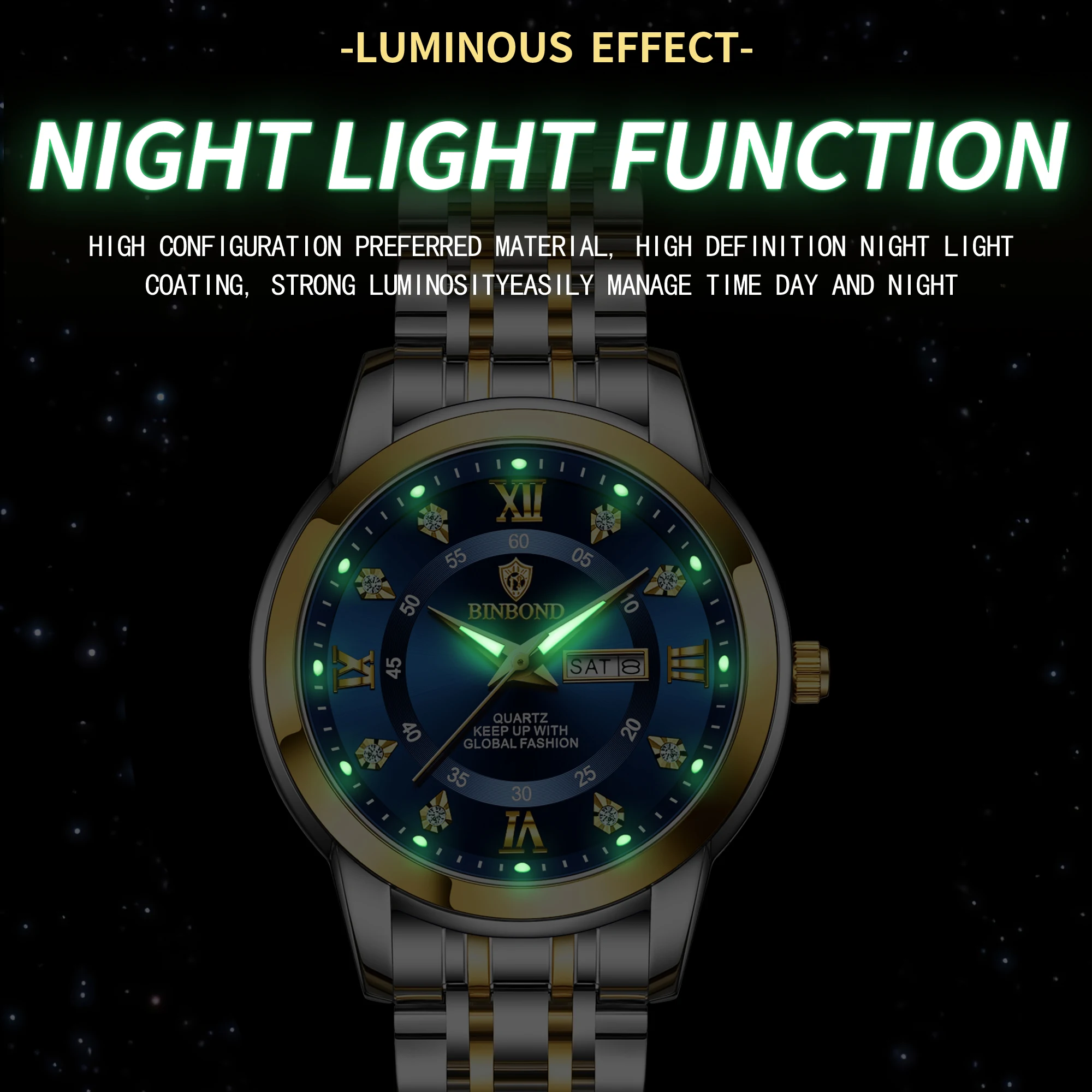 BINBOND B7169 Top marque de lu - Luxury Watch Green avis et prix